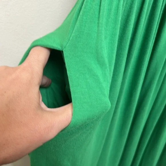 New York & Company Kelly Green Maxi Tank Dress with Pockets XS (4/6) - Picture 4 of 6